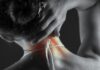 만성 피로와 허리 통증, 직장인 건강 이상신호에 주목해야 Woman's neck with highlighted pain area.